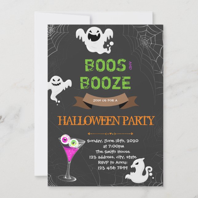 Convite para Festa de Halloween com Vaias e Bebede (Frente)