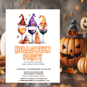 Convite para Festa de Halloween com Vinho da Capa