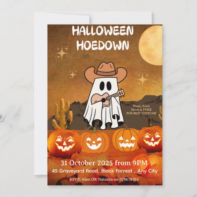 Convite para Festa de Halloween – Cowboy Hoedown (Frente)