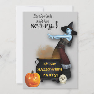 Convite para Festa de Halloween da Bruxa e Caldeir