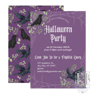 Convite para Festa de Halloween da Raven em Roxo