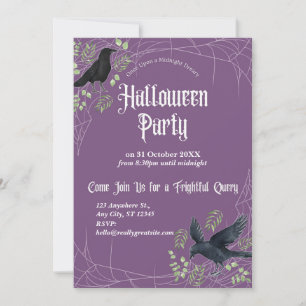 Convite para Festa de Halloween da Raven em Roxo