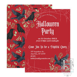 Convite para Festa de Halloween da Raven em Vermel