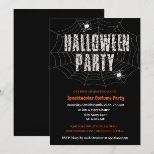 Convite para Festa de Halloween da Teia de Aranha 