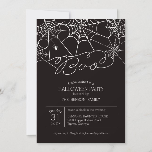 Convite para Festa de Halloween da Teia de Aranha  (Frente)