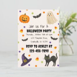 Convite para Festa de Halloween de Aquarela