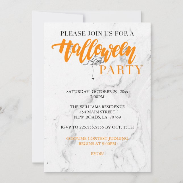 Convite para Festa de Halloween de Aranha (Frente)