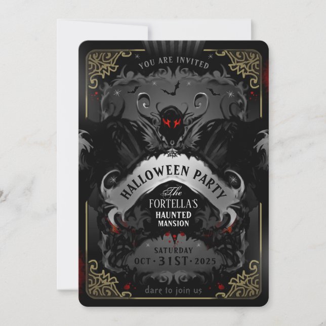 Convite para Festa de Halloween de Batty Delight E (Frente)