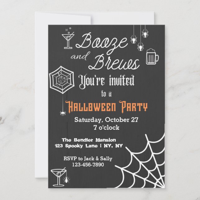Convite para Festa de Halloween de Booze e Brews (Frente)