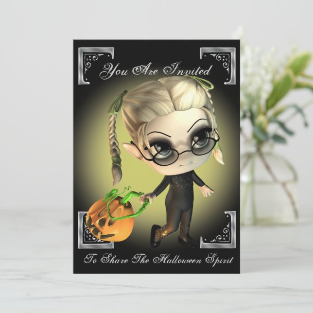 Convite para Festa de Halloween de Caça-Caça-De-Bo (Em pé/Frente)