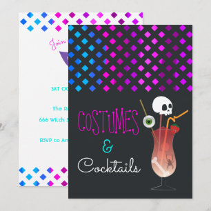 Convite para Festa de Halloween de Fantasias e Coq
