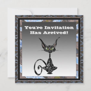 Convite para Festa de Halloween de Gato Clássico