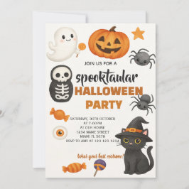 Convite para Festa de Halloween de Gato Negro