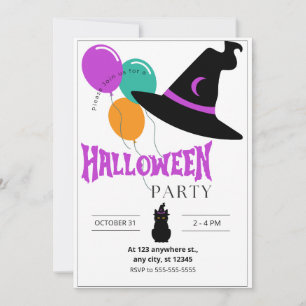 Convite para Festa de Halloween de Gatos