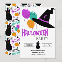 Convite para Festa de Halloween de Gatos