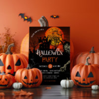 Convite para Festa de Halloween de Orange e Black