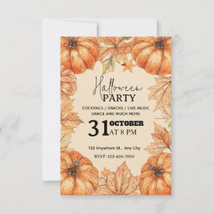 Convite para Festa de Halloween de Pumpkin Harvest