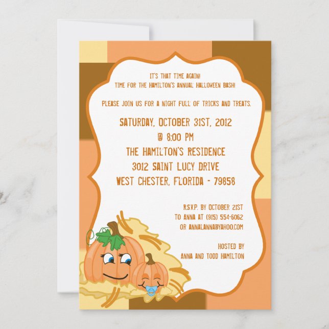 Convite para Festa de Halloween de Pumpkin Patch 5 (Frente)