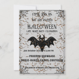 Convite para Festa de Halloween de Vintage em Pret