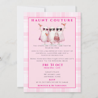 Convite para Festa de Halloween do Fantasma Rosa