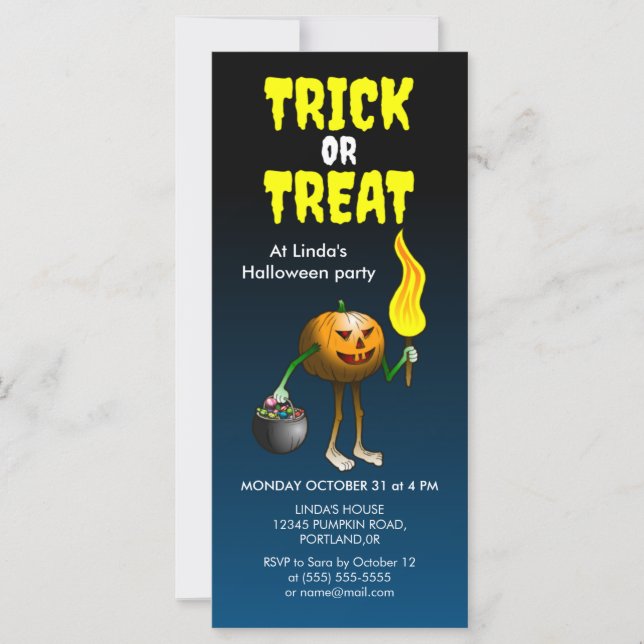 convite para festa de Halloween doce ou travessura (Frente)
