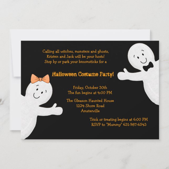 Convite para Festa de Halloween dos Irmãos Fantasm (Frente)