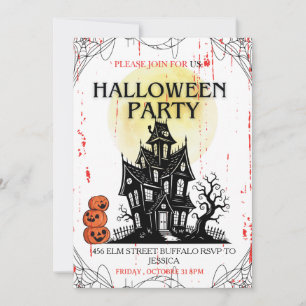 Convite para Festa de Halloween em Casa Assombrada
