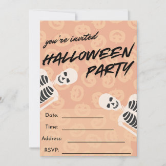 Convite para Festa de Halloween - Esqueletos Assus