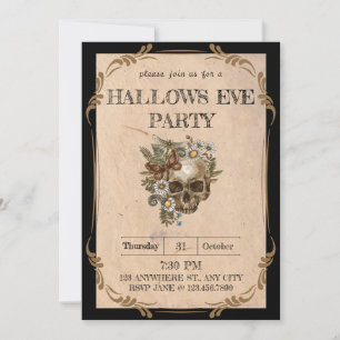 Convite para Festa de Halloween Floral do Gothic V