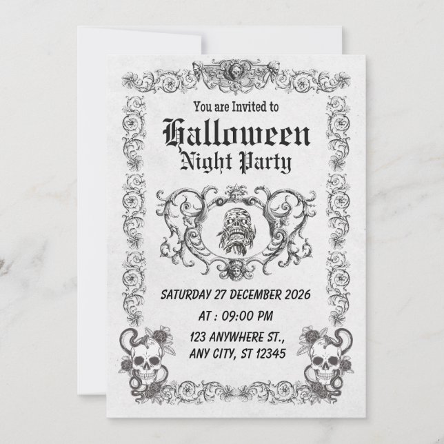 Convite para Festa de Halloween Gothmas Dark (Frente)