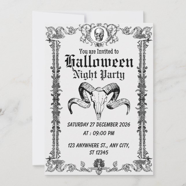 Convite para Festa de Halloween Gothmas Dark (Frente)