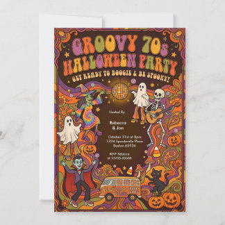 Convite para Festa de Halloween Groovy dos Anos 70