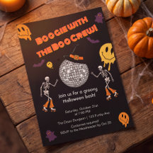 Convite para Festa de Halloween Groovy Retro Disco