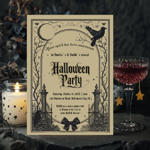Convite para Festa de Halloween Lua do Corvo Gót