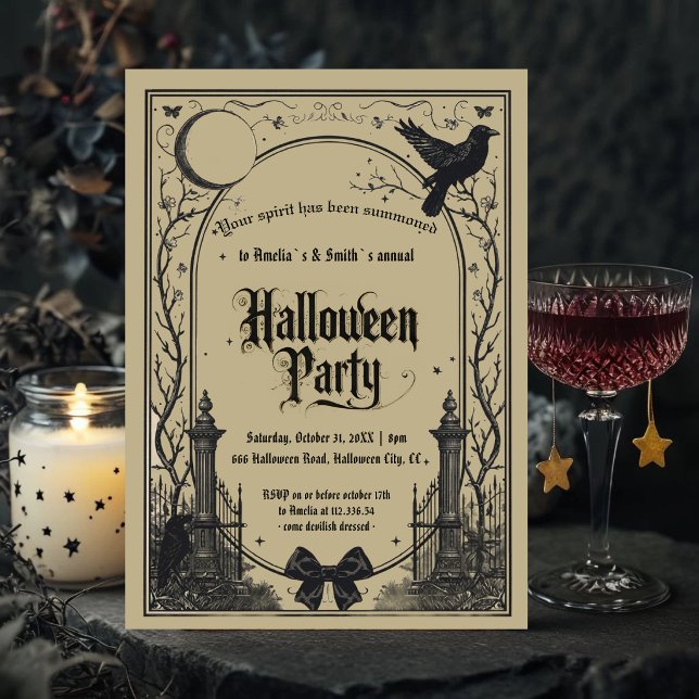 Convite para Festa de Halloween | Lua do Corvo Gót (Criador carregado)