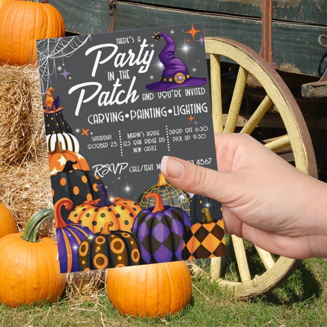 Convite para Festa de Halloween no Campo de Abóbor (Criador carregado)