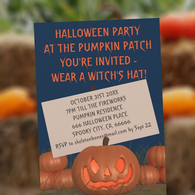 Convite para Festa de Halloween no Canteiro de Abó (You're invited to wear a witches hat at your Halloween party! Fun pumpkin invitation!)