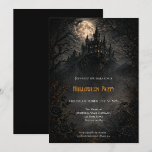 convite para festa de Halloween no Castelo Assombr
