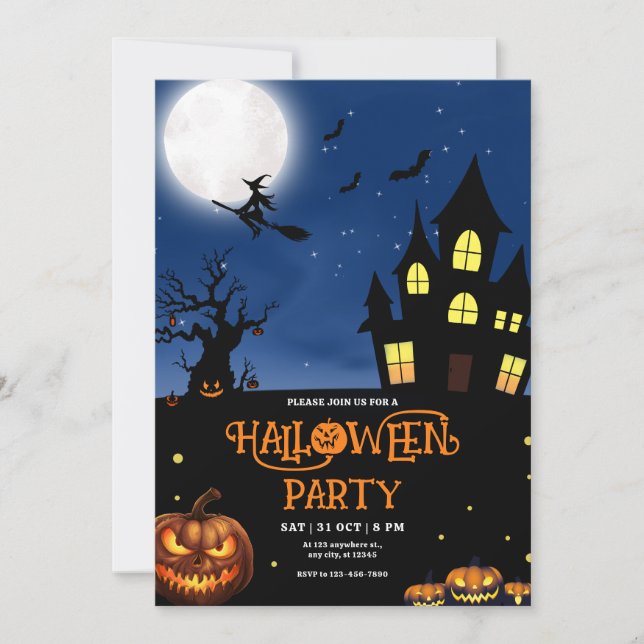 Convite para festa de Halloween, parte do disfarce (Frente)