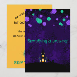 Convite para Festa de Halloween Something is Brewi