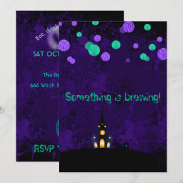 Convite para Festa de Halloween Something is Brewi
