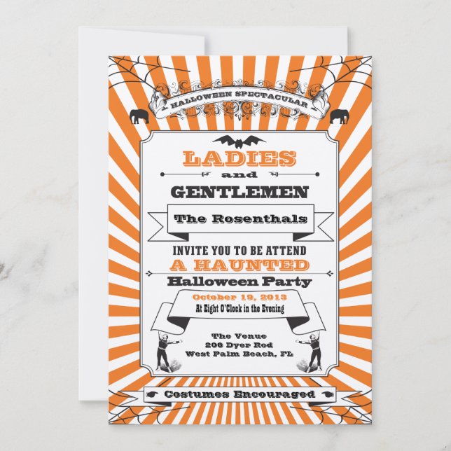 Convite para Festa de Halloween Steampunk (Frente)