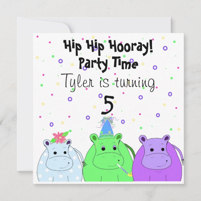Convite para Festa de Hipopótamo (Frente)