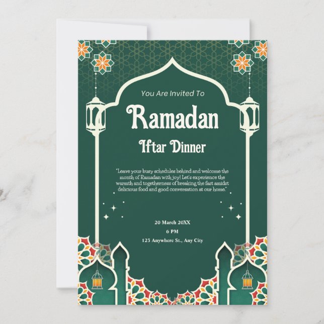 Convite para Festa de Iftar do Ramadão Moderno Ver (Frente)