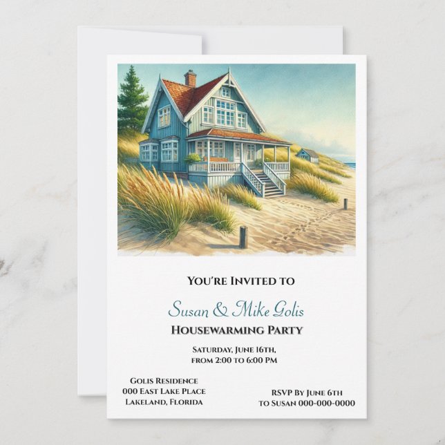 Convite para Festa de Inauguração de Casa de Praia (Frente)