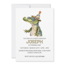 Convite para festa de jacaré na piscina
