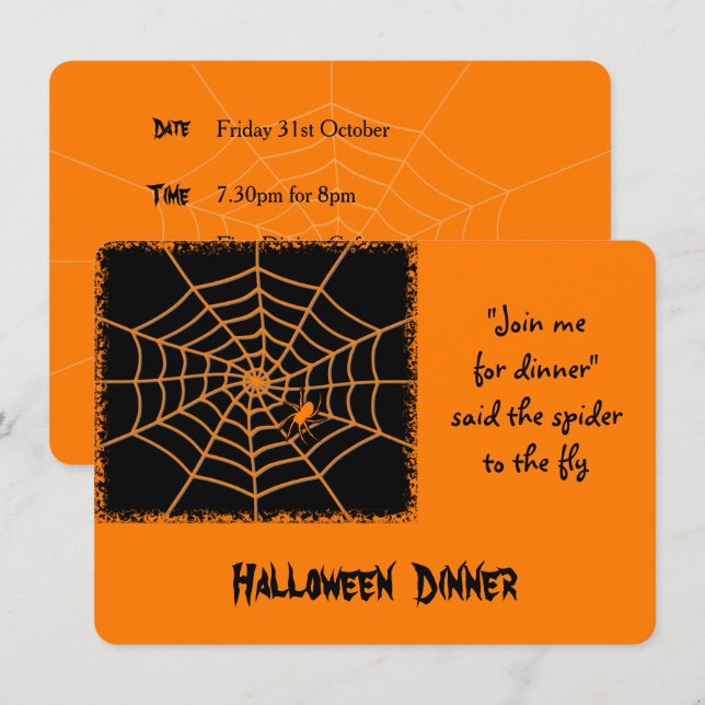 Convite para festa de janto de aranha-laranja do H (Frente/Verso)