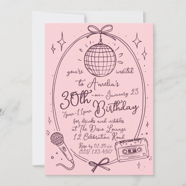 Convite para Festa de Karaokê de Aniversário de 30 (Frente)