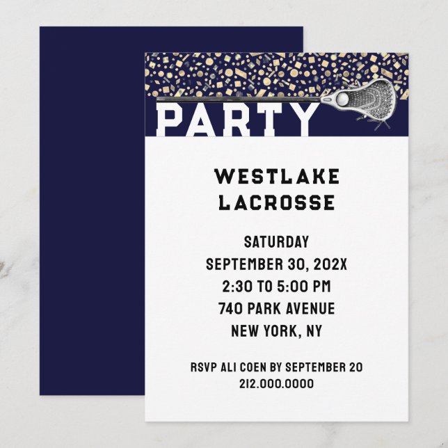 Convite para Festa de Lacrosse (Frente/Verso)