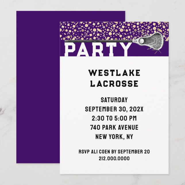 Convite para Festa de Lacrosse (Frente/Verso)